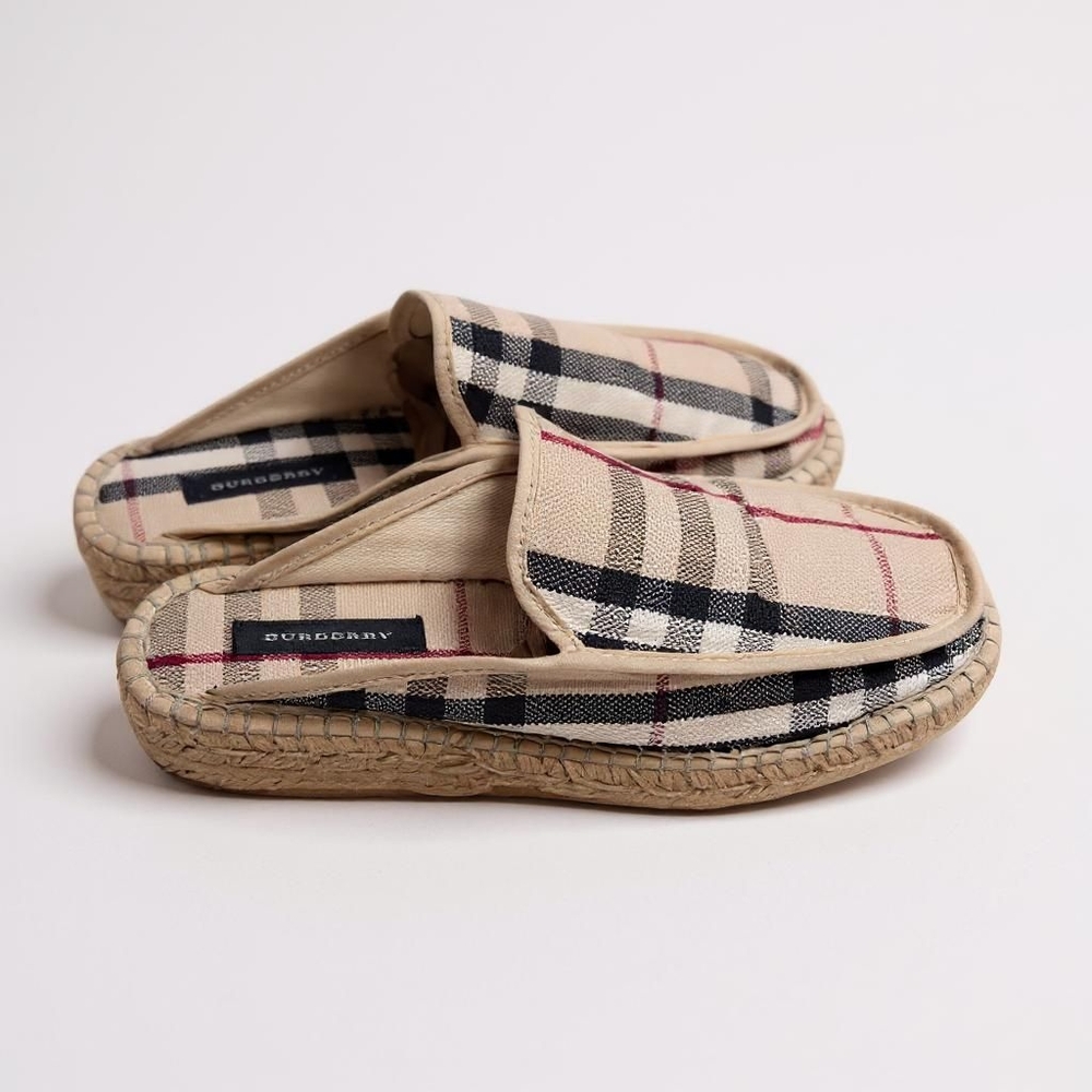 Burberry Beige and Black Plaid Mules